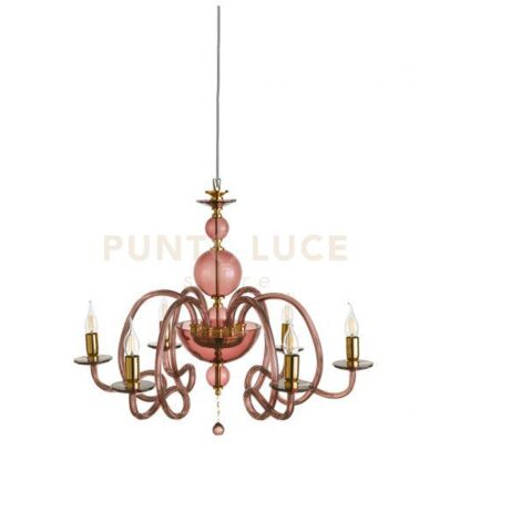 LAMPADARIO VIVALDI 6 LUCI BORGOGNA ORO ATTACCO E14 D.75CM
