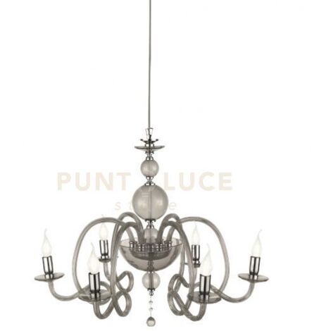 LAMPADARIO VIVALDI 6 LUCI FUME' CROMO ATTACCO E14 D.75CM