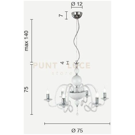 LAMPADARIO VIVALDI 6 LUCI TRASPARENTE ORO ATTACCO E14 D.75CM