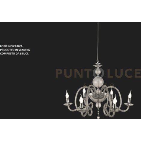 LAMPADARIO VIVALDI 8 LUCI FUME' CROMO ATTACCO E14 D.88CM