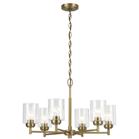 Lampadario WINSLOW ottone 6xE27 vetro bolle Kichler