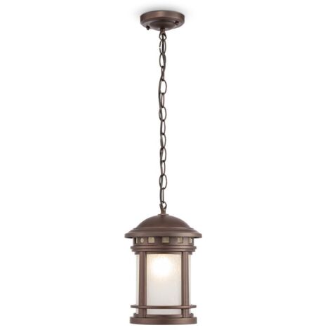 Lampade A Soffitto Vintage Da Esterno Alluminio Marrone 1 Luce E27 60W Ip44