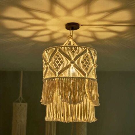 Lampade a sospensione Boho con macramè fatto a mano, paralume bohémien per arredamento boho per camera da letto, soggiorno, decorazioni natalizie