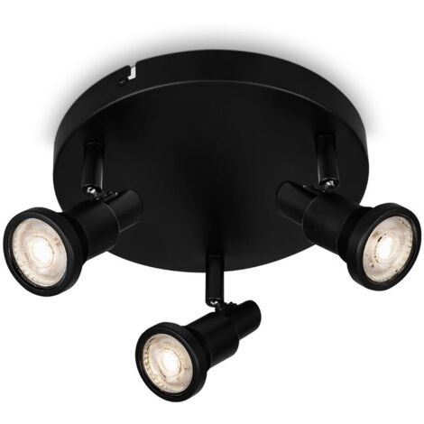 Lampade Briloner - Lampada da soffitto a LED per bagno, regolabile, lampada da soffitto a LED per bagno, IP44, colore della luce bianco caldo, GU10, nero, 210x106 (PxA)