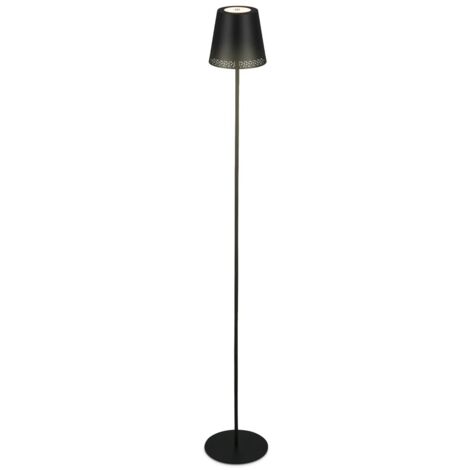 Lampade Briloner  Lampada da terra a LED a batteria 2 in 1, dimmerabile a gradini, touch, lampada da terra a LED per esterni, lampada da terra a LED senza fili, nera
