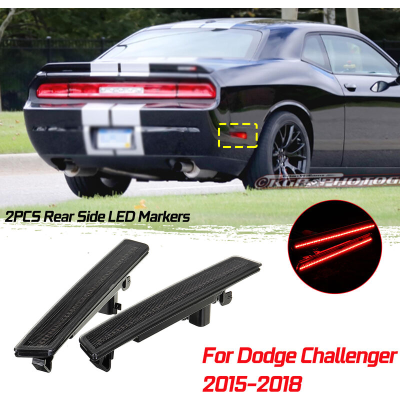Image of Drillpro - Lampade con lente a led per indicatori di direzione laterali posteriori rossi per Dodge Challenger