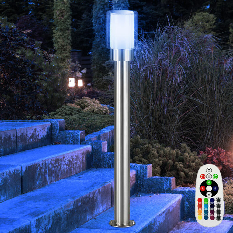 Image of Lampade da giardino esterno argento lampada da esterno lampada da terra luci di vialetto, telecomando dimmerabile, bianco trasparente, IP54, 1x led