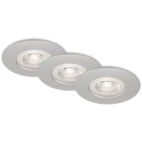 Lampade da incasso a LED dimmerabili, set da 3, IP44, 5 W, argento, plastica Briloner
