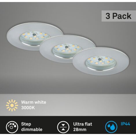 Lampade da incasso a LED dimmerabili, set da 3 IP44 6,5 W alluminio plastica Ø 7,5 cm Briloner
