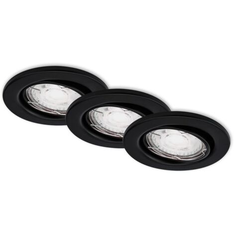 Lampade da incasso a LED orientabili, set da 3, GU10, 5 W, metallo nero opaco Briloner