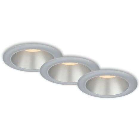Lampade da incasso a LED per bagno set da 3 riflettore interno argento 4,9W Ø9,5 cm cromato Briloner