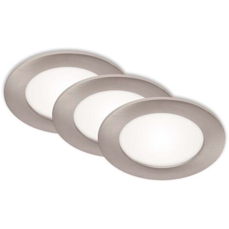 Lampade da incasso a LED, set da 3, IP44, 7 W, argento, 4000 K, plastica, Ø 12 cm Briloner