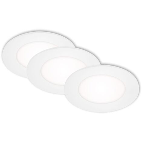 Lampade da incasso a LED, set da 3, ultrapiatte, 3 W ciascuna, IP23, plastica bianca Briloner