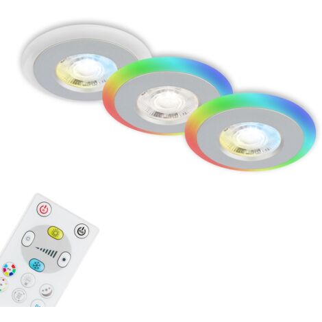 Lampade da incasso LED CCT anello luminoso RGB telecomando dimmerabile IP44 cromato Briloner