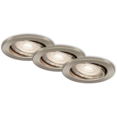 Lampade da incasso LED orientabili Set da 3 GU10 5 W metallo argento Ø8,6 cm Briloner