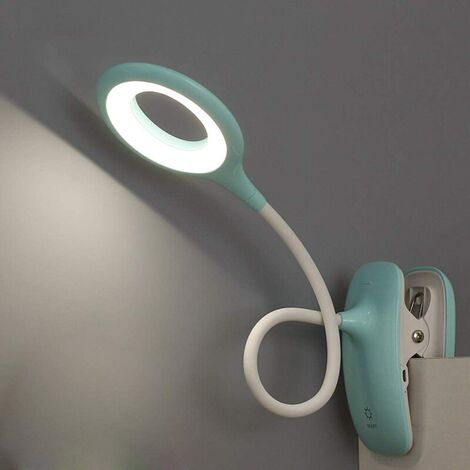 Lampade da lettura a LED Clip Lampada da scrivania per bambini con collo flessibile USB eReader ricaricabili Lavoro di studio,Blu