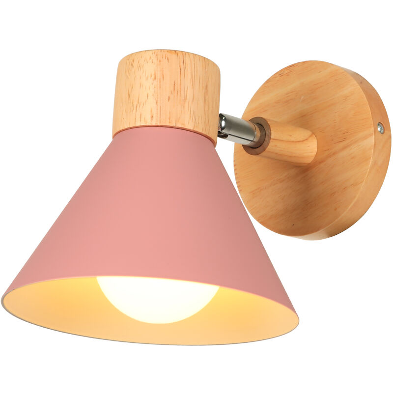 Image of Lampade da Parete Interni Moderna Applique da Parete Ruotabile Lampada a Muro Legno Metallo Rosa