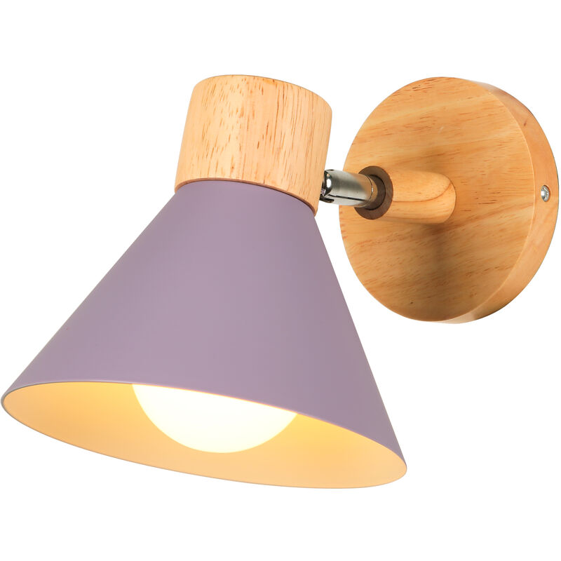 Image of Wottes - Lampade da Parete Interni Moderna Applique da Parete Ruotabile Lampada a Muro Legno Metallo Viola