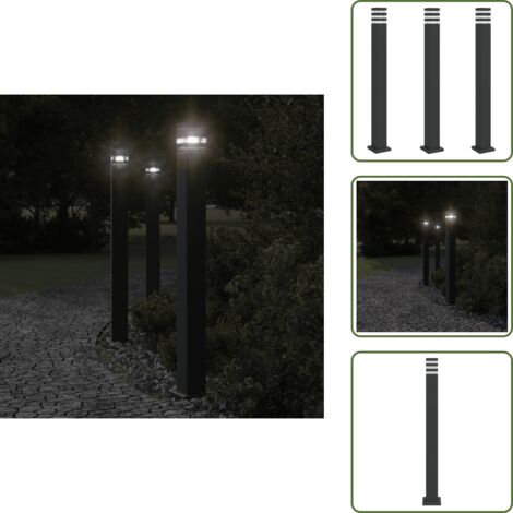 Lampade da patio - vidaXL Lampade da Terra per Esterni 3pz Nere 110 cm in Alluminio - Lampade da vialetto