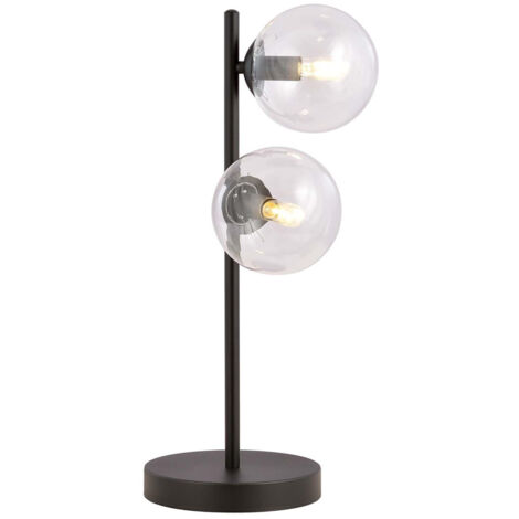 Lampade Da Scrivania Minimal Durga Acciaio Nero Trasparente 2 Luci E14 Ip20