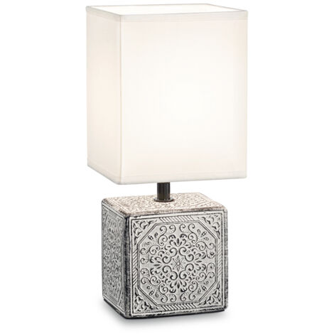 Lampade Da Scrivania Shabby Chic - Provenzale Kali'-1 Metallo Bianco 1 Luce E14