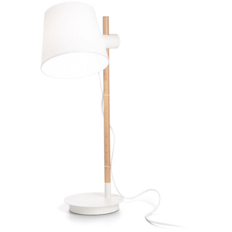 Lampade Da Scrivania-Ufficio Industrial-Minimal Axel Legno Bianco 1 Luce E27