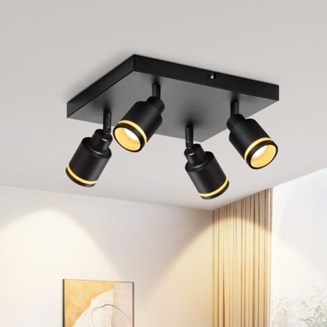 Lampade da soffitto GBLY Luce da soffitto Moderna con 4 Lampadine: GU10 Girevoli, Lampada per Cucina, Lampada per Corridoio, Quadrata in Metallico Nero per Ufficio, Stanza, Sala da Pranzo, senza Lamp