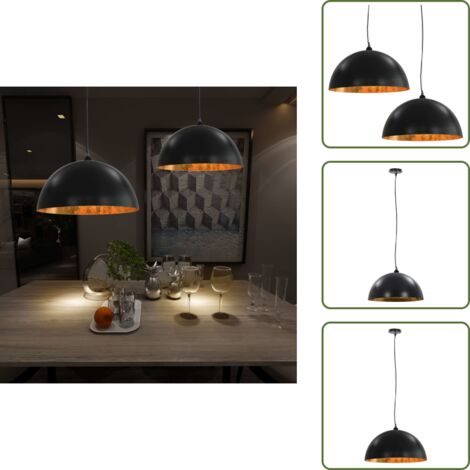 Lampade da soggiorno - vidaXL Lampadari 2 pz Nero e Oro Semi-Sferici 50 cm E27 - Lampade da camera