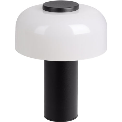 Lampade Da Tavolo Esterno Contemporaneo Ponente Acciaio Nero Vetro Bianco Led
