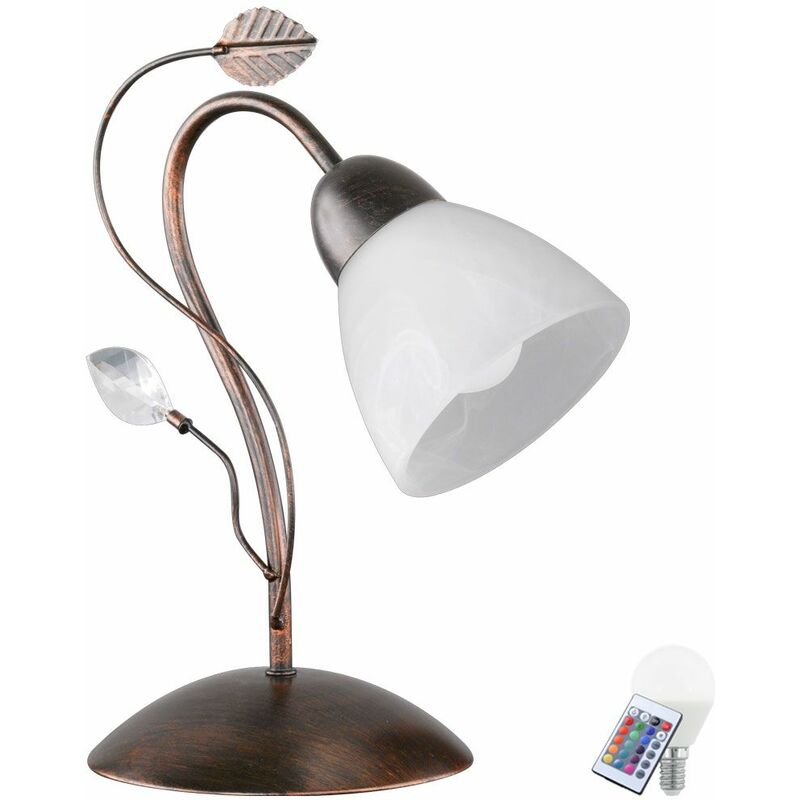Image of Lampada da tavolo lampada da terra in cristallo bianco dimmer telecomando in un set con sorgente luminosa a led rgb