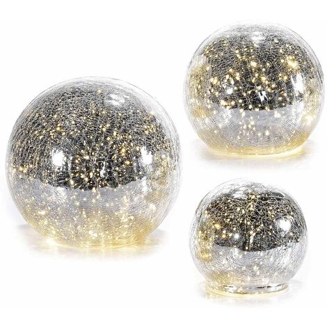 Lampade da Tavolo Sferiche a Batteria Set 3 Lampade Decorative per la Casa Colore Argento, Luce Calda Idea Regalo