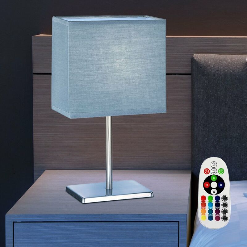 Image of Lampade da tavolo, soggiorno, lampada da comodino, lampada da lettura, lampada da tavolo con paralume quadrato, grigio, telecomando dimmerabile, 1x
