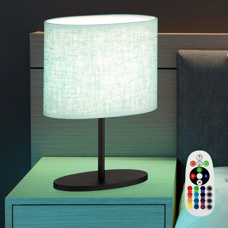 Image of Lampade da tavolo soggiorno lampada da comodino lampada da lettura lampada da tavolo ovale nero, lino, telecomando dimmerabile, 1x led rgb 3.5W 320Lm