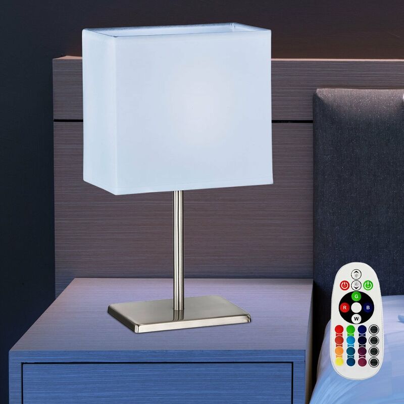 Image of Lampade da tavolo soggiorno lampada da comodino lampada da lettura lampada da tavolo paralume quadrato, telecomando dimmerabile, 1x led rgb 3.5W