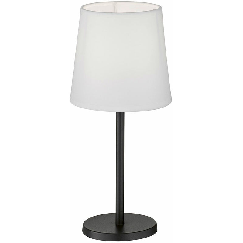 Image of Etc-shop - Lampade da tavolo soggiorno lampada da comodino lampada da lettura Lampada da tavolo rotonda nera, metallo bianco chintz, 1x E14, DxH