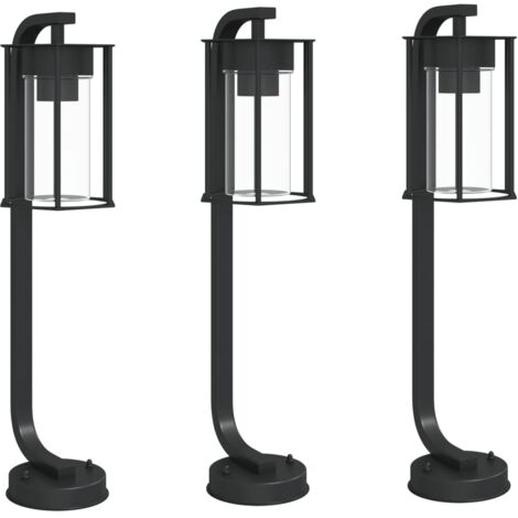 Lampade da terra per esterni 3 pezzi 60 cm acciaio inox nero 020042552