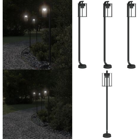Lampade da Terra per Esterni 3 pz Nere 100 cm in Acciaio Inox - Illuminazione esterna - Lampade da giardino