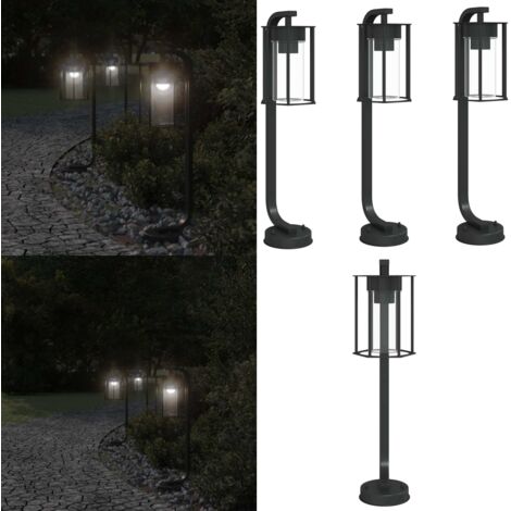 Lampade da Terra per Esterni 3 pz Nere 60 cm in Acciaio Inox - Illuminazione esterna - Lampade da giardino