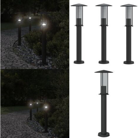 Lampade da Terra per Esterni 3 pz Nere 60 cm in Acciaio Inox - Illuminazione esterna - Lampade da giardino