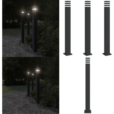 Lampade da Terra per Esterni con Presa 3pz Nere 110cm Alluminio - Illuminazione esterna - Lampade da terra