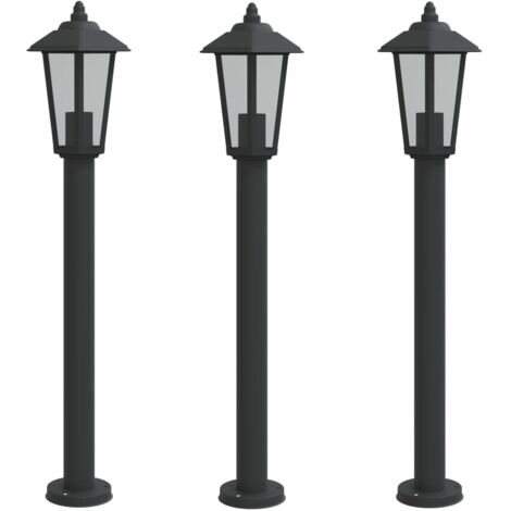 Lampade da terra per esterno 3 pz 80 cm acciaio inox nero 020042553