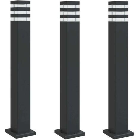 Lampade da terra per esterno 3 pz 80 cm alluminio nero 020042554