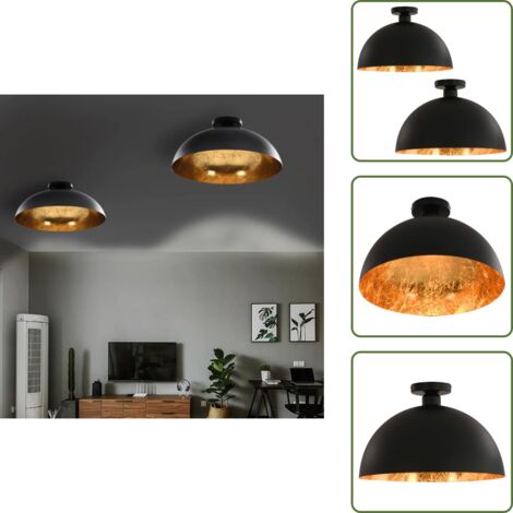 Lampade E27 - vidaXL Lampadari 2 pz Nero e Oro Semi-Sferici E27 - Lampade per interni