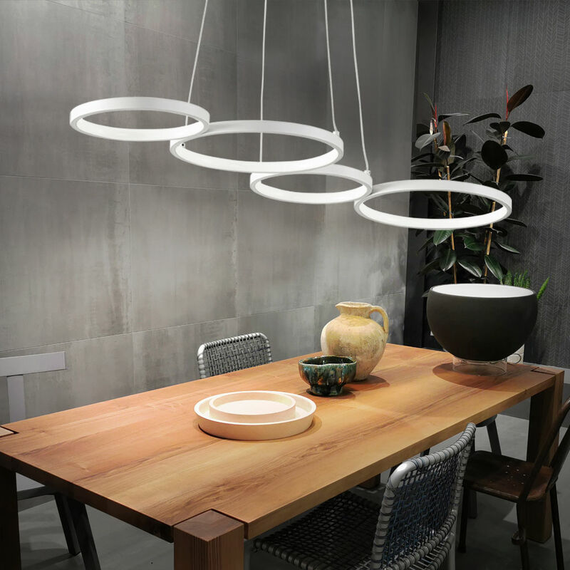 Image of Lampade lampada a sospensione soggiorno sospensione tavolo da pranzo lampada moderna bianca led lampada a sospensione dimmerabile, alluminio, 31W