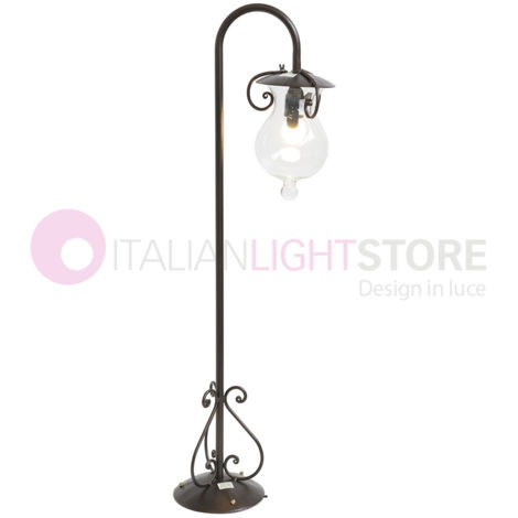 LAMPADE LINEA GOCCIA LAMPIONE FIORENTINO 1 LUCE CM. 100 FERRO BATTUTO E VETRO