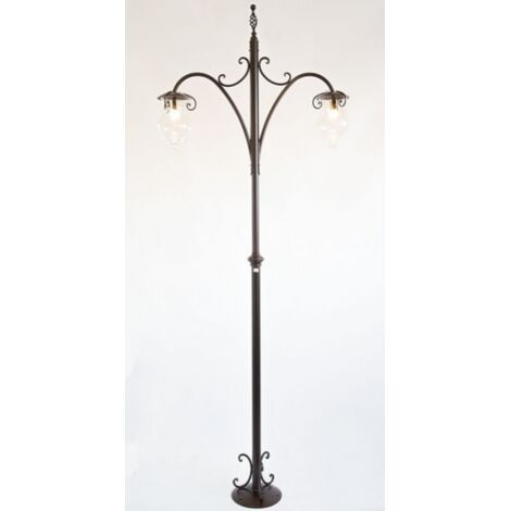 LAMPADE LINEA GOCCIA LAMPIONE FIORENTINO 2 LUCI cm. 280 FERRO BATTUTO E VETRO