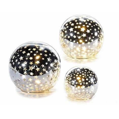 Lampade Natalizie a Sfera con Stelle Intagliate e Timer Set da 3 Lampade Decorative Idea Regalo