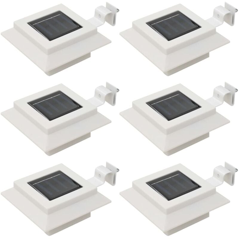 Lampade Solari da Esterni 6 pz a led Quadrate 12 cm Bianco