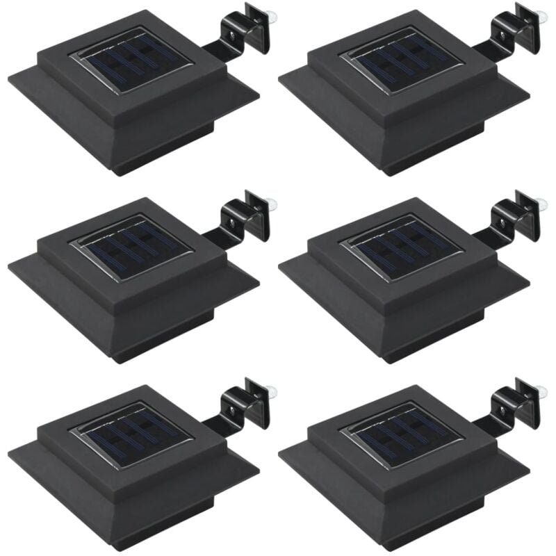 Lampade Solari da Esterni 6 pz a led Quadrate 12 cm Nero - Vidaxl