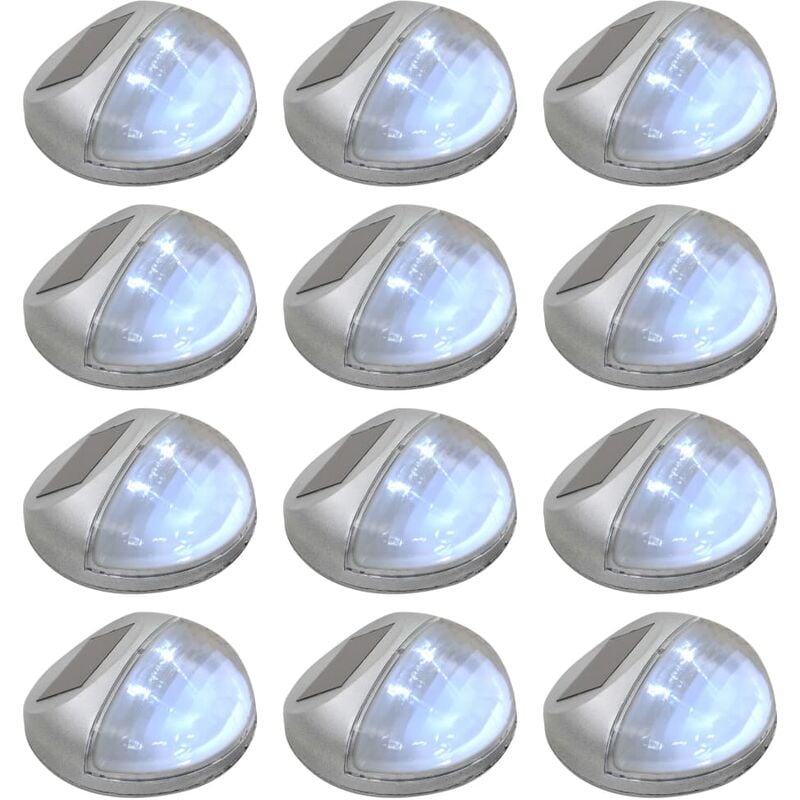 Lampade Solari da Parete da Esterni a led 12 pz Rotonde Argento Vidaxl 71881